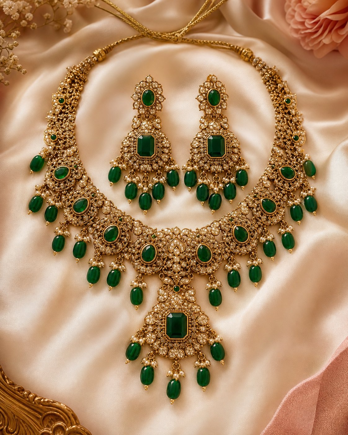 Dila emerald necklace set
